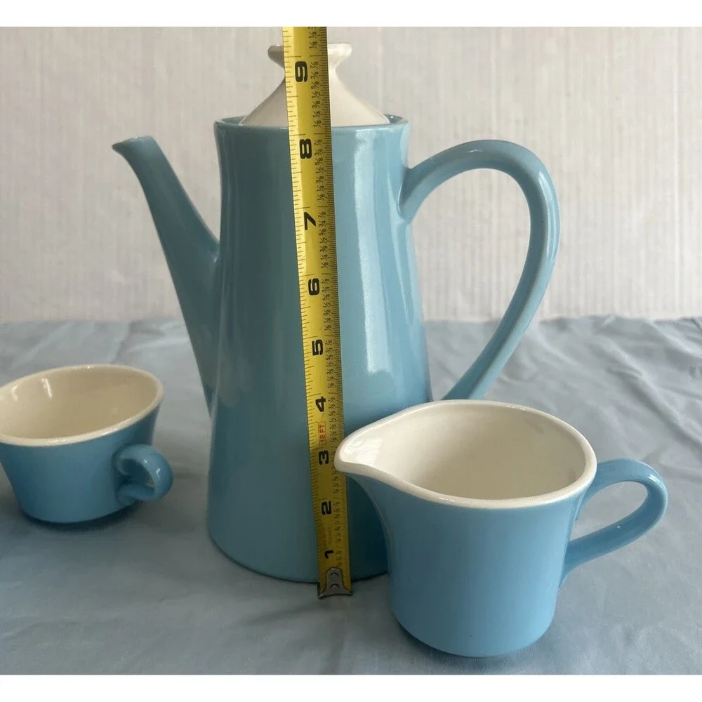 Vintage Cameron Clay Ceramic Coffee Carafe Server Pot, 2 Cups,  Creamer USA